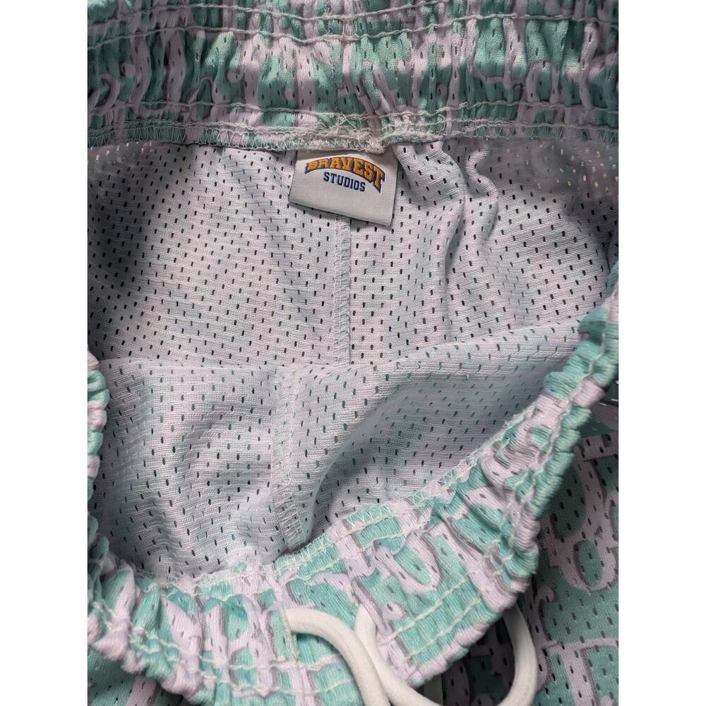 Bravest Studios Shorts Mens XS Mint Green Monogram Mesh Basketball Streetwear - Picture 2 of 6